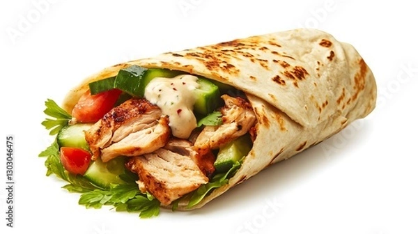 Obraz Delicious Chicken Wrap with Fresh Vegetables