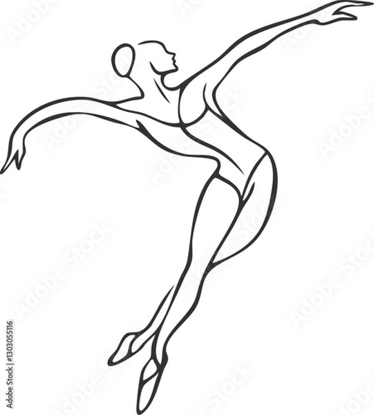 Obraz Elegant line art of a ballet dancer in a graceful pose.