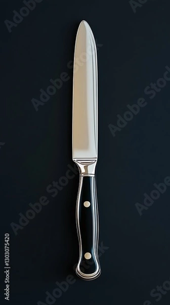 Fototapeta Knife resting on a smooth, dark surface