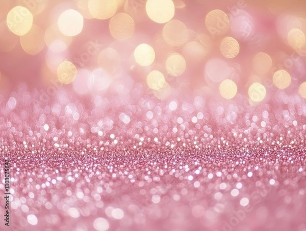 Fototapeta Pink background with bokeh texture. Holiday background. Defocused colorful background with bokeh glitter abstract.
