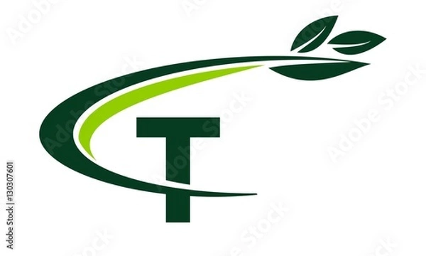 Obraz Swoosh Leaf Letter T