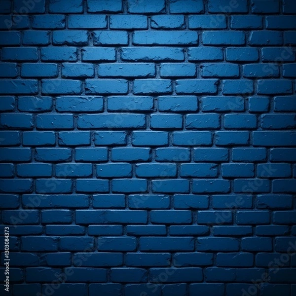 Fototapeta The textured surface of a vibrant blue brick wall displays a lively mosaic pattern with subtle depth and interest 