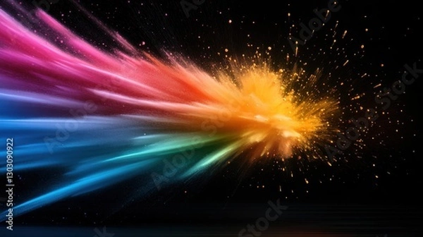 Obraz Vibrant explosion of colorful powder on black background