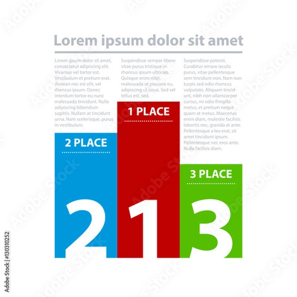 Fototapeta Three colorful banners in the form of a pedestal.