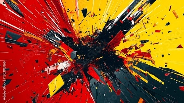 Fototapeta A high-energy Black Friday design with shattered graphics, bold text, and a vibrant red and yellow palette to convey urgency