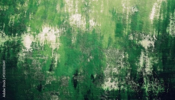 Fototapeta textured green abstract painting with expressive brushstrokes on canvas, evoking a natural forest aesthetic for background

