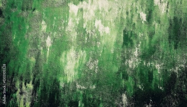 Fototapeta textured green abstract painting with expressive brushstrokes on canvas, evoking a natural forest aesthetic for background

