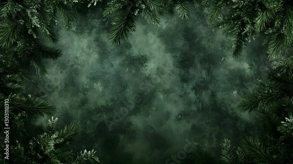 Obraz A banner design featuring dense green pine foliage, creating a natural and serene background for outdoor and nature themes