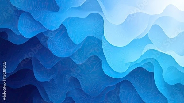 Obraz Abstract layered blue wavy background graphic design