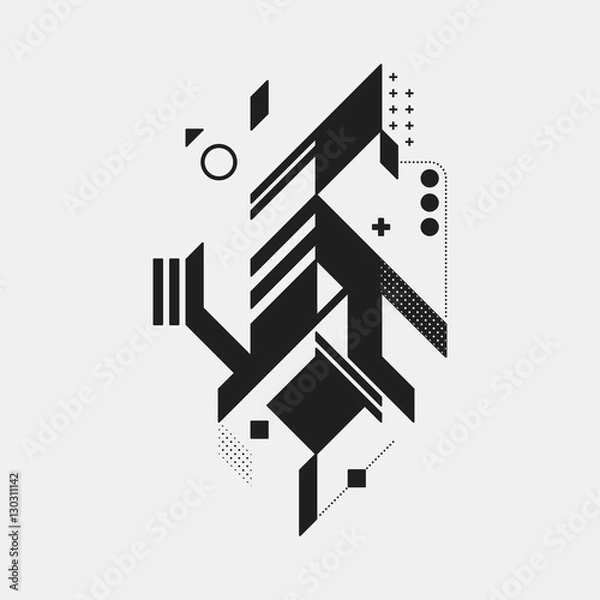 Fototapeta Abstract design element on white background. Geometric modern art graffiti style.