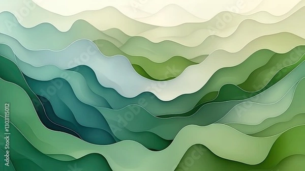 Fototapeta Abstract paper cut mountainscape. Possible use Background for presentations, nature-themed design projects, or digital art