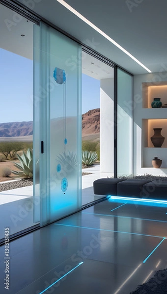 Obraz Walking barefoot across the polished basalt floors, subtle motion-activated blue light strips illuminate pathways, enhancing both function and ambiance.