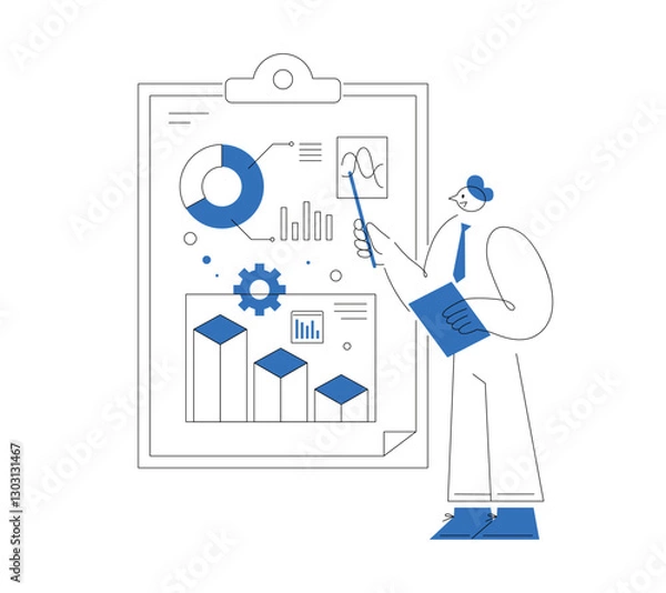 Fototapeta Business Data Analysis Abstract line illustration. Simple and flat style. colleague