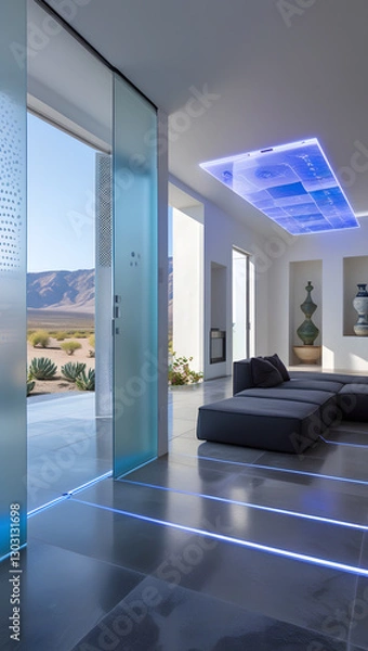 Obraz Walking barefoot across the polished basalt floors, subtle motion-activated blue light strips illuminate pathways, enhancing both function and ambiance.