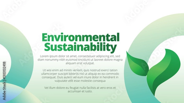 Fototapeta Environmental Sustainability concept. presentation templates corporate business annual report layout. abstract green leafs with line gradient clean look vector template 