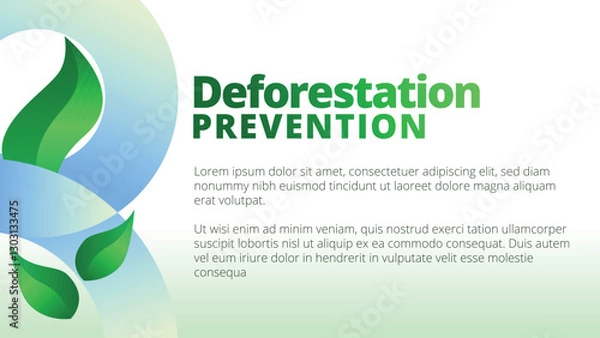 Fototapeta Deforestation Prevention concept. presentation templates corporate business annual report layout. abstract green leafs with line gradient clean look vector template 