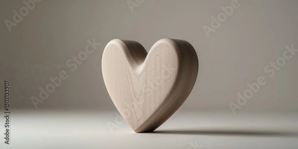 Fototapeta Wooden Heart Shape Light Brown Studio Shot