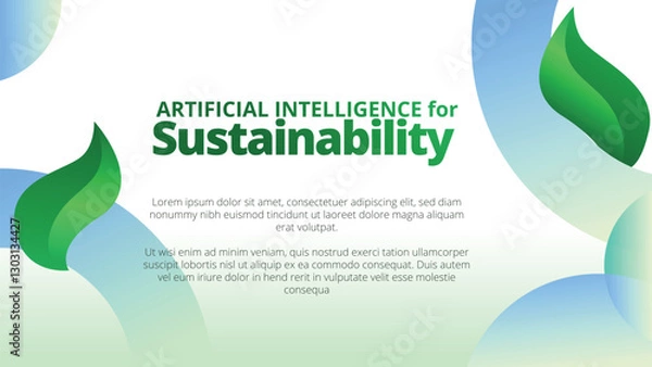 Fototapeta Artificial Intelligence for Sustainability concept. presentation templates corporate business annual report layout. abstract green leafs with line gradient clean look vector template 