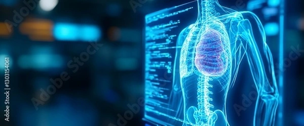 Fototapeta 3D Human Lungs Displayed on a Screen