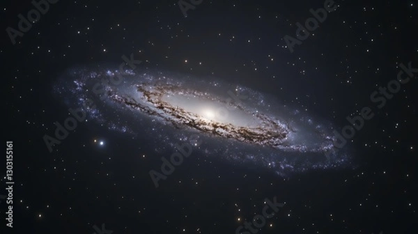 Fototapeta The faint outline of a dwarf galaxy glowing softly against the vast darkness of space