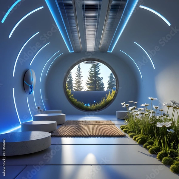 Obraz This ultra-modern architectural marvel blends seamless design with advanced technology, creating a future-ready living space where comfort is invisible yet omnipresent.