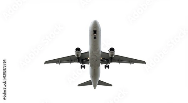 Obraz Airplane descends smoothly bright sunlight overhead. AI Generated