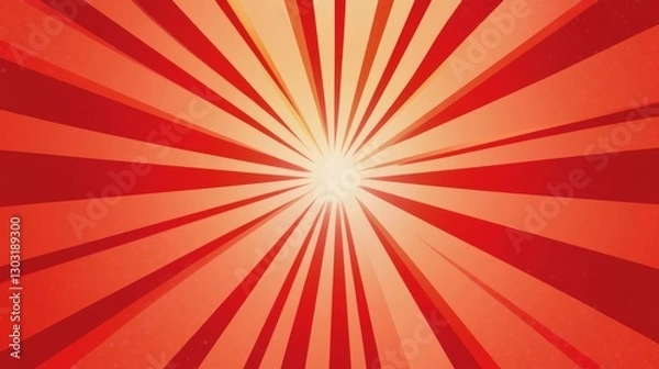 Fototapeta Vibrant red and orange sunburst radiating light with dynamic lines