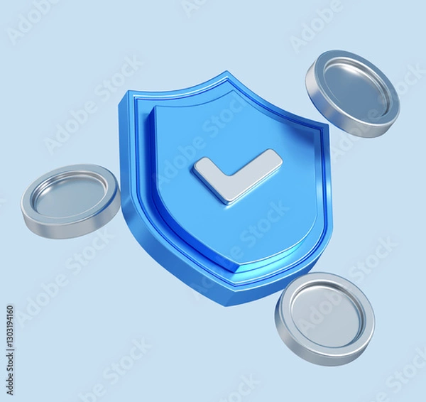 Obraz 3d rendering of shield with money. simple 3d illustration for business and finance