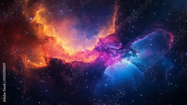 Fototapeta Nebula in Deep Space  A stunning nebula illuminated by stars, with gas and dust swirling in vibrant colors.