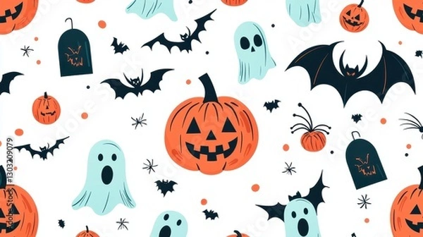 Obraz Halloween Pattern Design, Spooky Decor