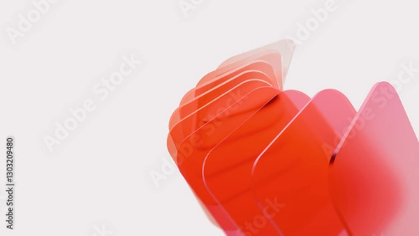 Obraz Abstract red round shape, gradient layers, glass