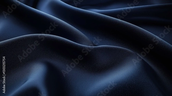 Fototapeta Luxurious dark navy blue satin fabric with smooth flowing folds
