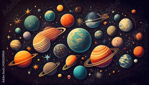 Obraz Mystical Solar System – A Celestial Dreamscape

