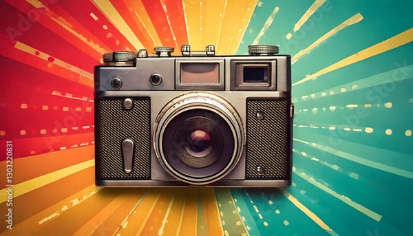 Obraz Timeless Capture: Vintage Camera on a Retro Backdrop

