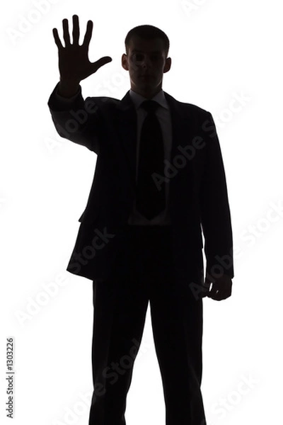 Fototapeta silhouette of man showing stop