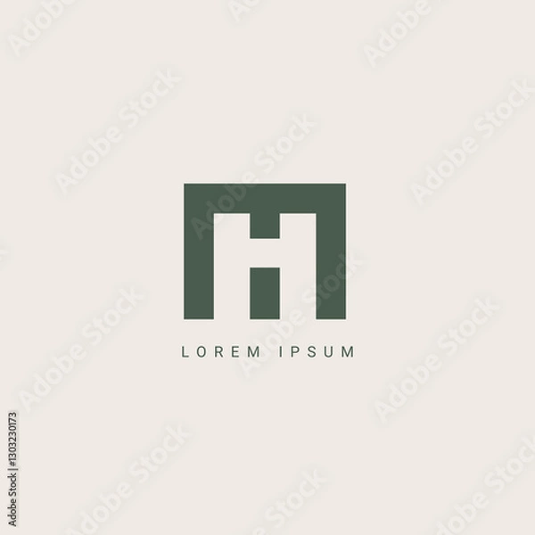 Fototapeta Abstract letter MH HM monogram logo vector template. Initial based minimal flat icon vector