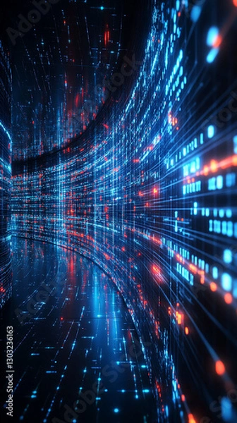 Obraz digital funnel representing big data and 5G technology High-speed wireless data transmission and internet connectivity symbolize rapid information flow in cyberspace