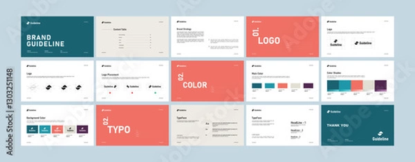 Fototapeta Complete Brand Identity Guidelines Template, Professional Logo Presentation, Modern Brand Guidelines Template
