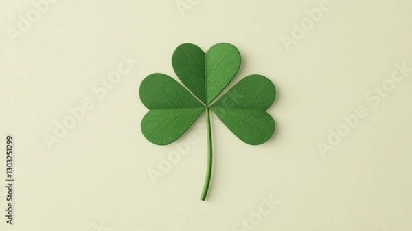 Fototapeta Clover leaf or shamrocks symbolizing good luck on a simple background. Happy Saint Patrick Day celebration. Space for text or banner.