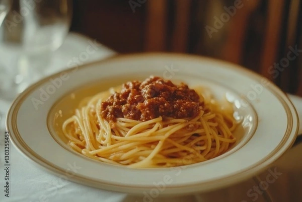 Fototapeta pasta with bolognese sauce on plate