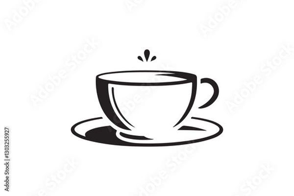 Obraz Simple Black and White Coffee Cup with Steam