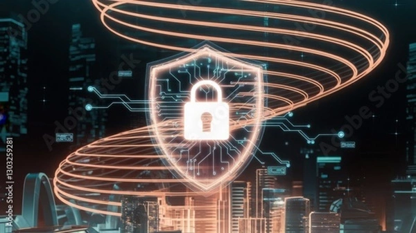 Obraz Digital cloud platform, cloud security, Anonymous AI Security, Illustrated cyber security wallpaper, data security in cloud workspace