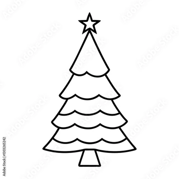 Fototapeta vector line drawing Christmas tree