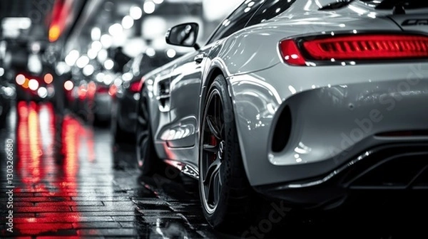 Obraz modern beautiful branded cars. Selective focus.