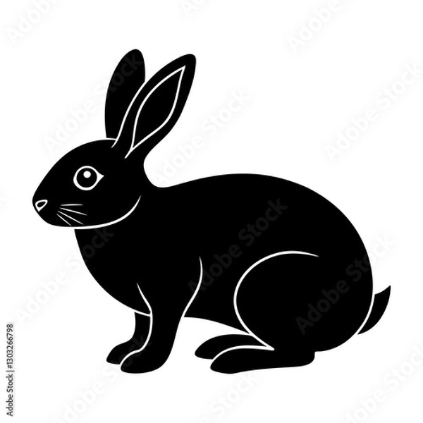 Fototapeta silhouette vector illustration of a rabbit with white background, rabbit icon 