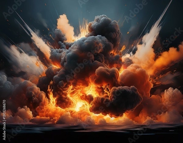 Fototapeta explosion border with dark smoke creating a dramatic impactful effect