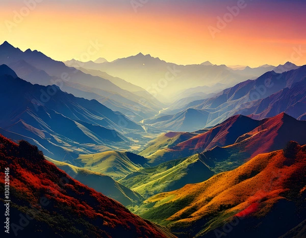 Obraz sunset in the mountains