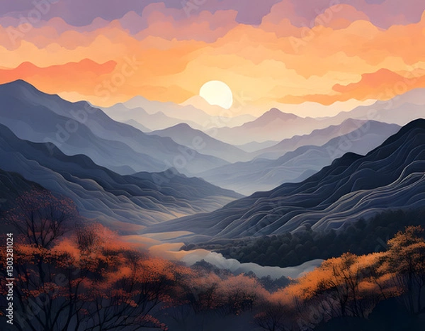 Obraz sunset in the mountains