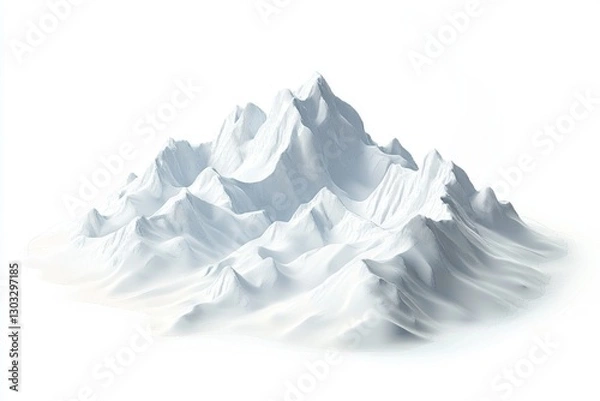 Fototapeta Snowy Mountain Range Isolated on White