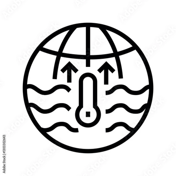 Fototapeta sea level rise black line icon for digital and print projects.  Minimal clean icons for apps and websites.